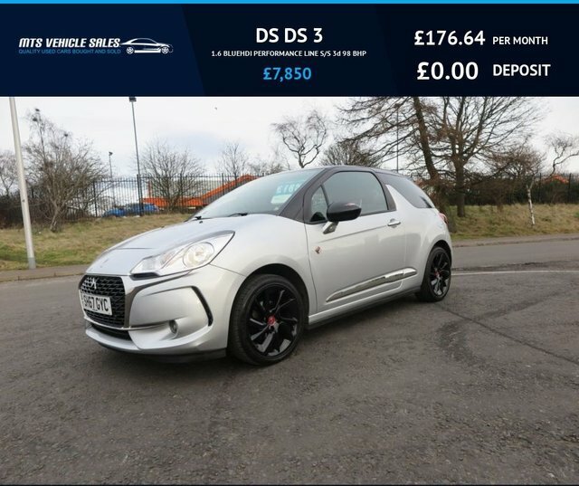 Compare DS DS 3 1.6 Bluehdi Performance Line 2017,80Mpg,sat Nav,bl SH67GYC Silver